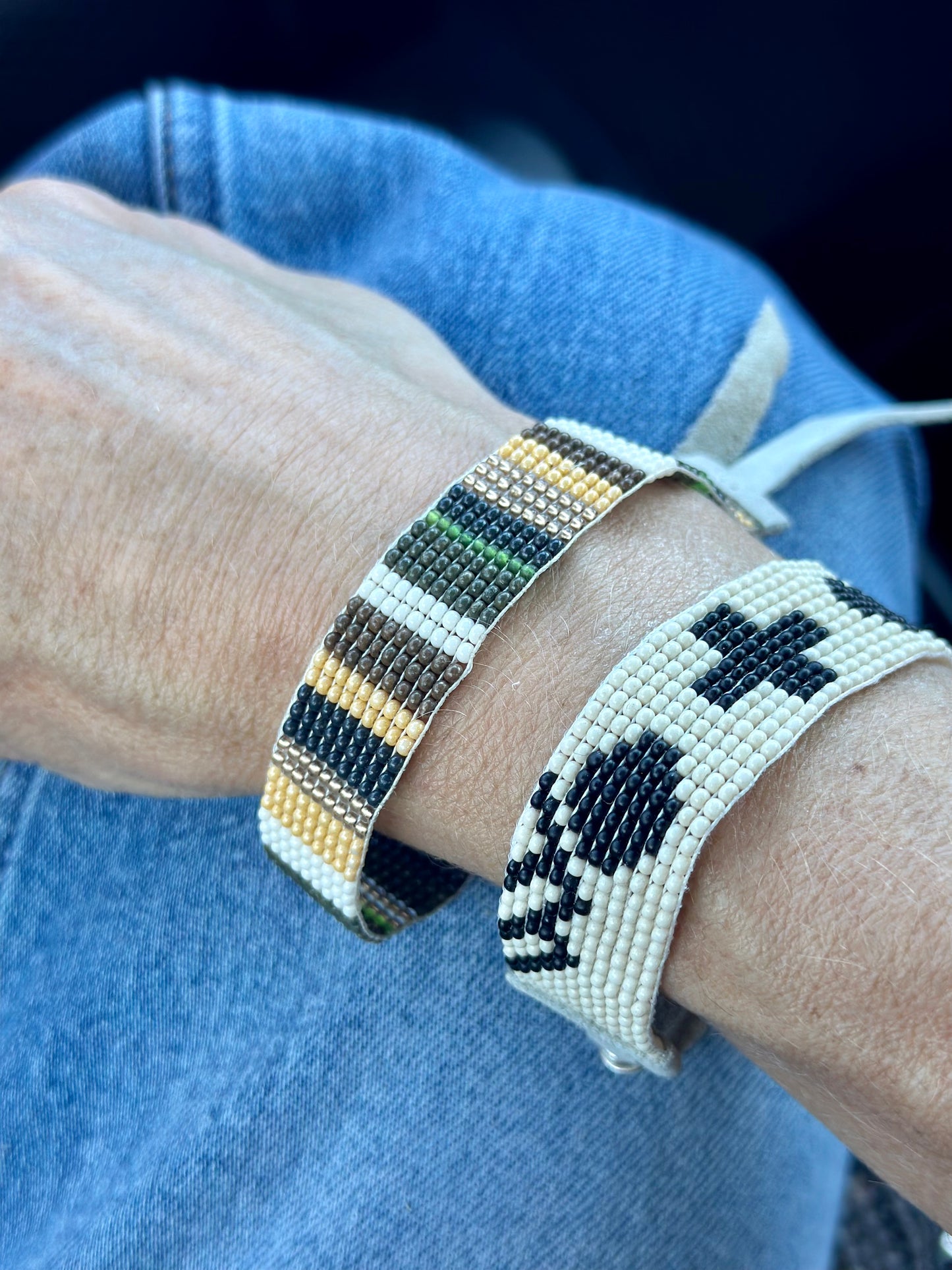 Black and Cream Circle/Swiss Cross Bracelet