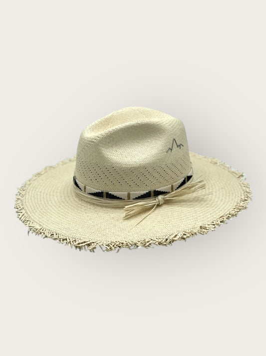 Straw with Perforated Crown - Frayed Brim