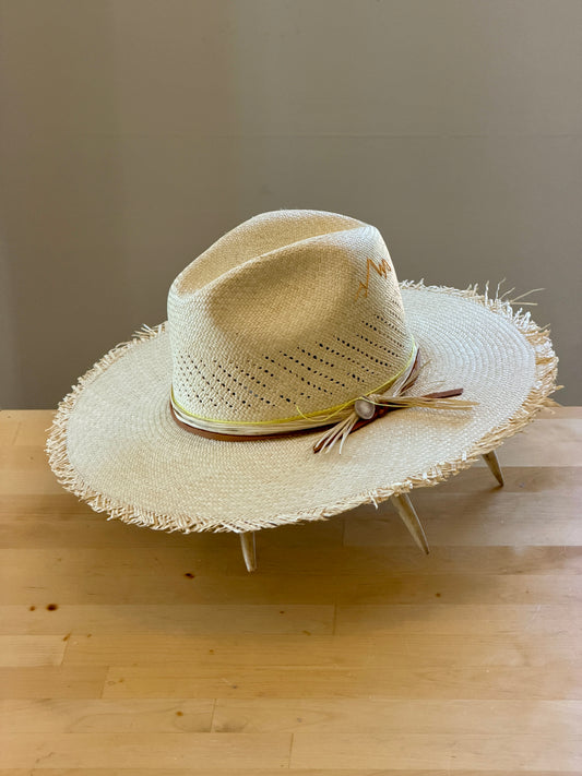 Straw with Perforated Crown - Frayed Brim