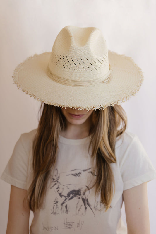 Straw with Perforated Crown - Frayed Brim